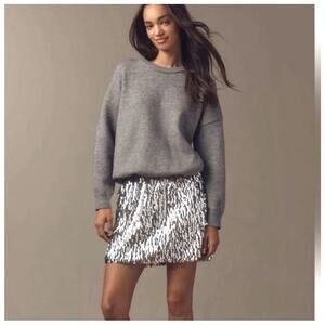 Anthropologie Mare Mare Gray LS Sweater Sequin Twofer Mini Dress Holiday XL